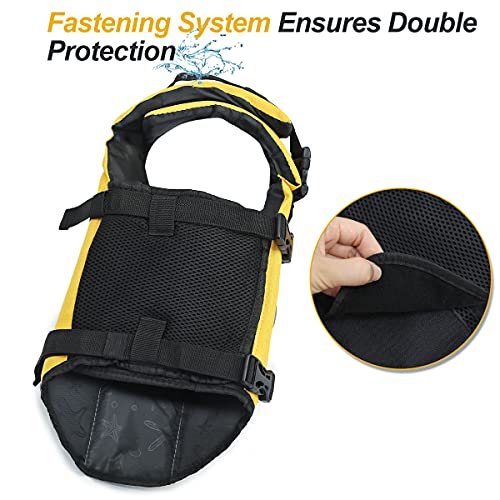 VIVAGLORY Rip Stop Dog Life Jacket, Buoyancy Aid with Handle, Buoyancy for Doggy Dog Life Jacket for Swimming & Boating, XXS, Yellow - Image 4