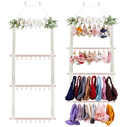 Image of OOSAKU Headbands Holder for Girls Baby Hair Accessories Organizer Storage Wall Hanging Decor for Toddler Girls Room Wall Door Closet Hair Bows Organizer