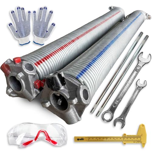 KASTOM Garagentor Torsionsfedern Set SPRINGSERVICE verzinkt 1 Paar Federn links rechts – Ersatzfedern Torfeder Satz + Zubehör – Größen 51 5,0–6,5 mm für Sektionaltor