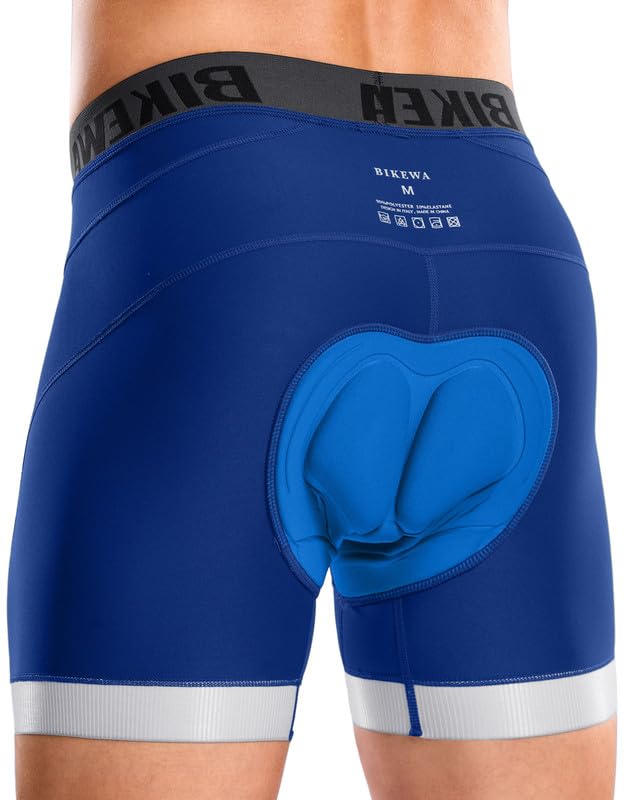 Bikewa Men's Cycling Underwear with Anti-Slip Leg Grips 4D Padded Bike Shorts MTB Liner for Bicycle Biking Riding