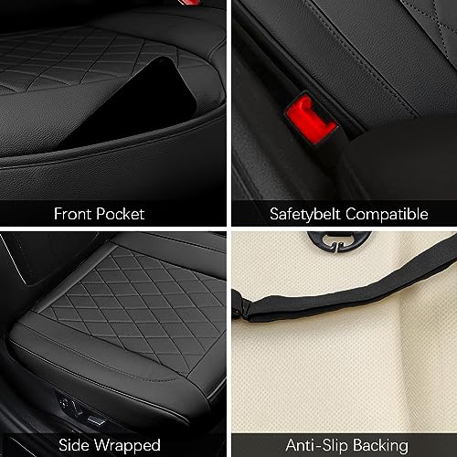 Ttmiku 2-Pack Bottom Seat Cover For Cars, Pink Luxury Faux Leather Side Wrapped Auto Front Seats Cushion Protector With Storage Pockets, Universal Fit 90% Sedan Suv #TOP2