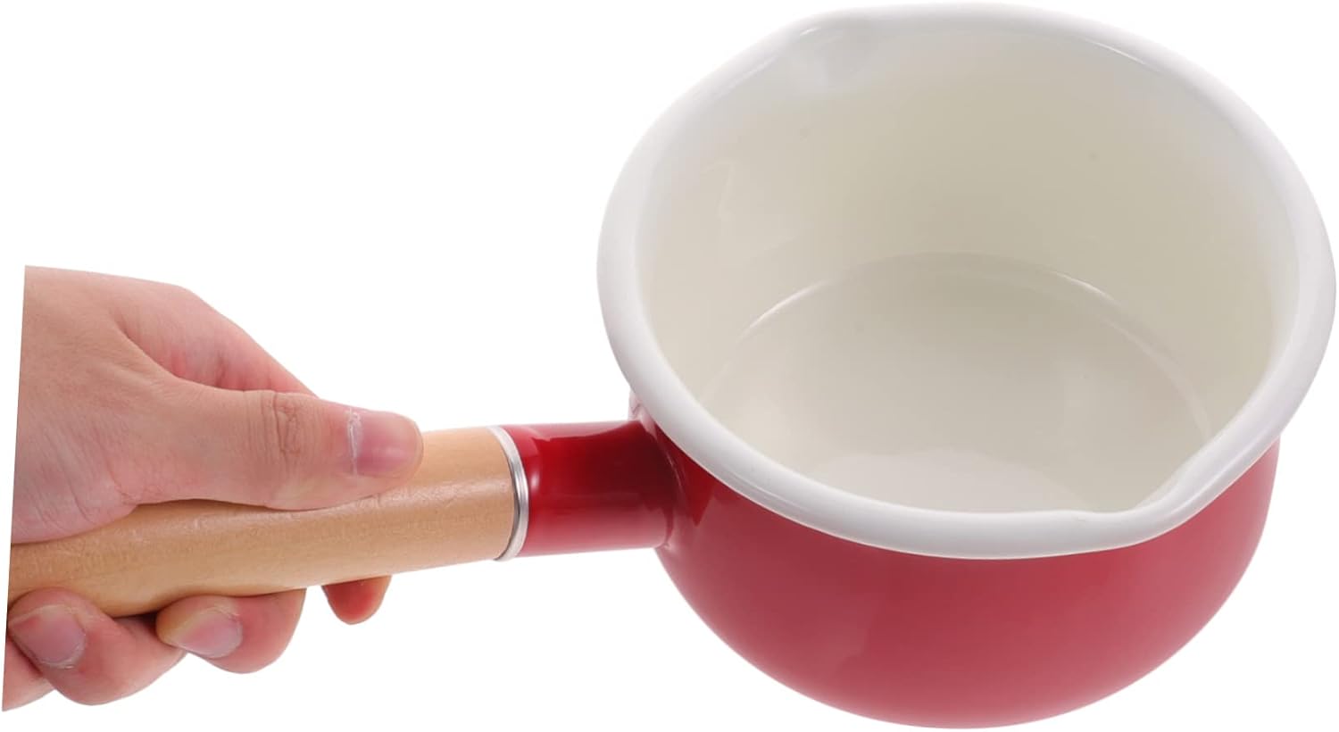 Small Non-stick Enamel Milk Pot Saucepan for Cooking Milk Soup Instant Noodles Kitchenware Easy Clean Wooden Handle
