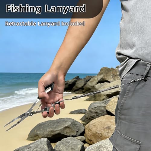 image for Bneajix Professional 8.4 Inch Fishing Pliers with Safety Lock, Multi-F