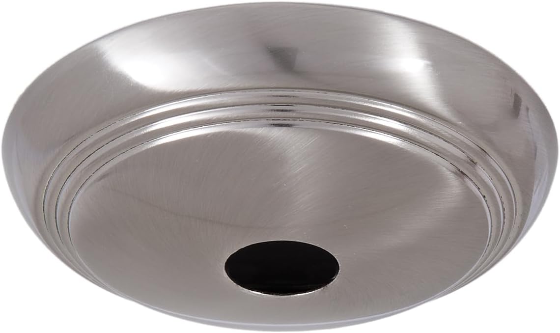 B&P Lamp® Satin Nickel Screw Collar Ribbed Ceiling Light Canopy Plate Kit