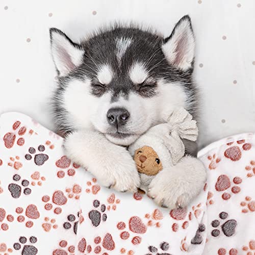 Pedgot 4 Pieces Fluffy Dog Blankets with Paw Print 30 x 20 Inches Soft and Warm Pet Throw Blankets Sleep Bed Mat for… - Image 8