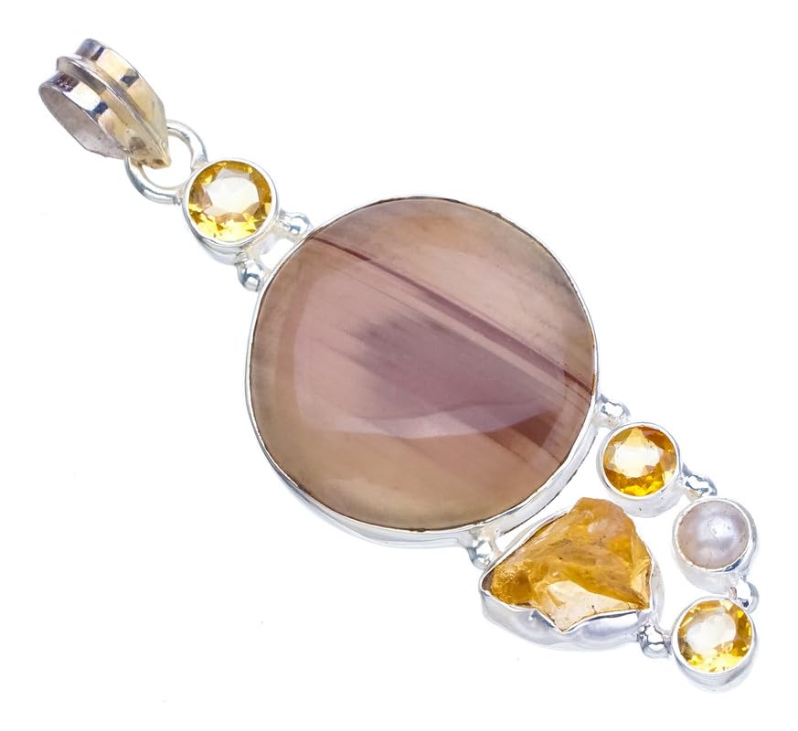 Pendentif Jaspe Impérial naturel citrine brute argent F6609