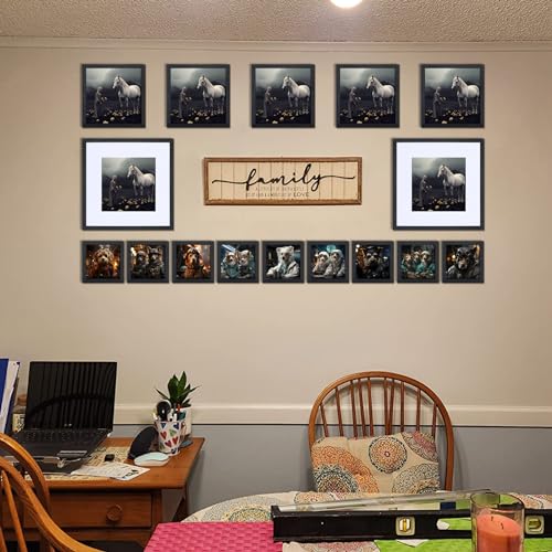 Minesaxel 16X16 Picture Frames With 12X12 Opening Mat, Display 12 X 12 Pictures/Photos Or 16 X 16 Posters, Square Gallery Wall Frame Set Of 9 thumb #4