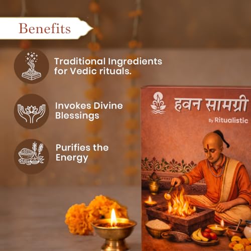 Image of Ritualistic Siya Ram Pavitra Hawan Samagri (300g) | 23+ Sacred Ingredients incl. Chandan, Tulsi, Jaiphal & Cow Dung | Pure Natural Havan Samagri for Ram Puja, Ram Navami & Daily Vishnu Hawan