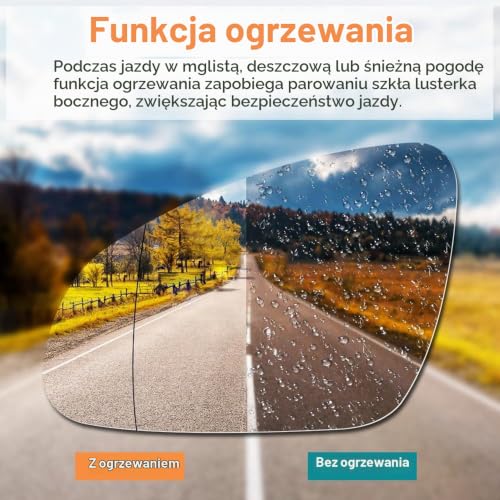 SENZEAL Szkło Lusterka Lewa Strona Kierowcy Podgrzewane z Płytą Nośną do Opel Astra J 2009-2015 1428451 (Lewa strona)