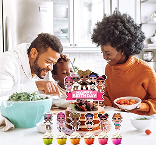 25 Pcs Cartoon Birthday Cake Toppers And Cupcake Toppers For Girls - Theme Party Decorations Supplies #TOP4