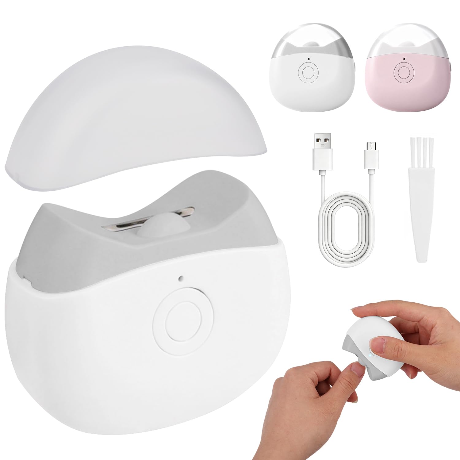 Electric Nail Clippers Automatic Nail Clipper with 2 Adjustable Speeds with Led Light USB Rechargeable for Baby Children