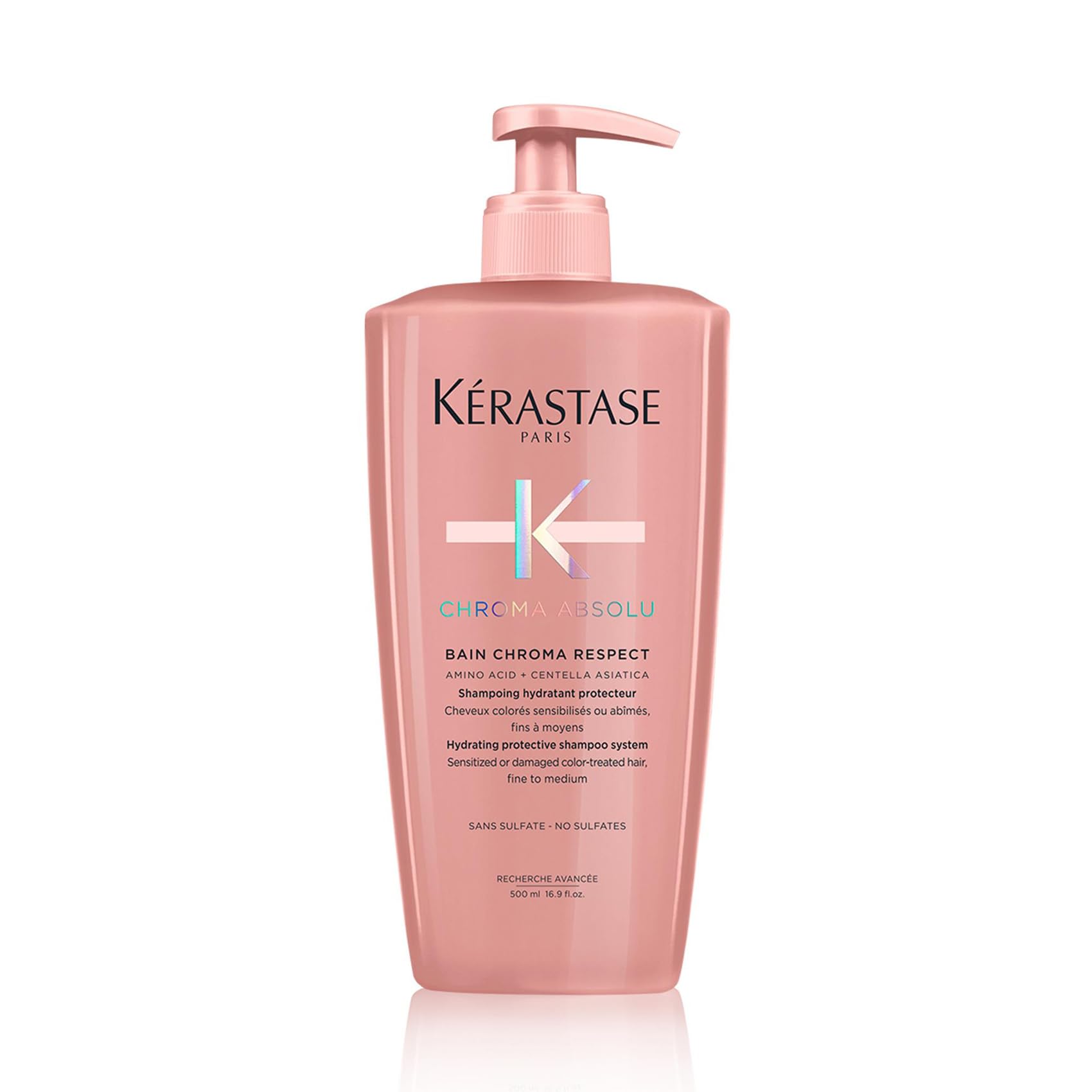 Kérastase Pflegendes Shampoo für geschädigtes und coloriertes Haar, Für mehr Glanz und Geschmeidigkeit, Bain Chroma Respect, Chroma Absolu, 500 ml