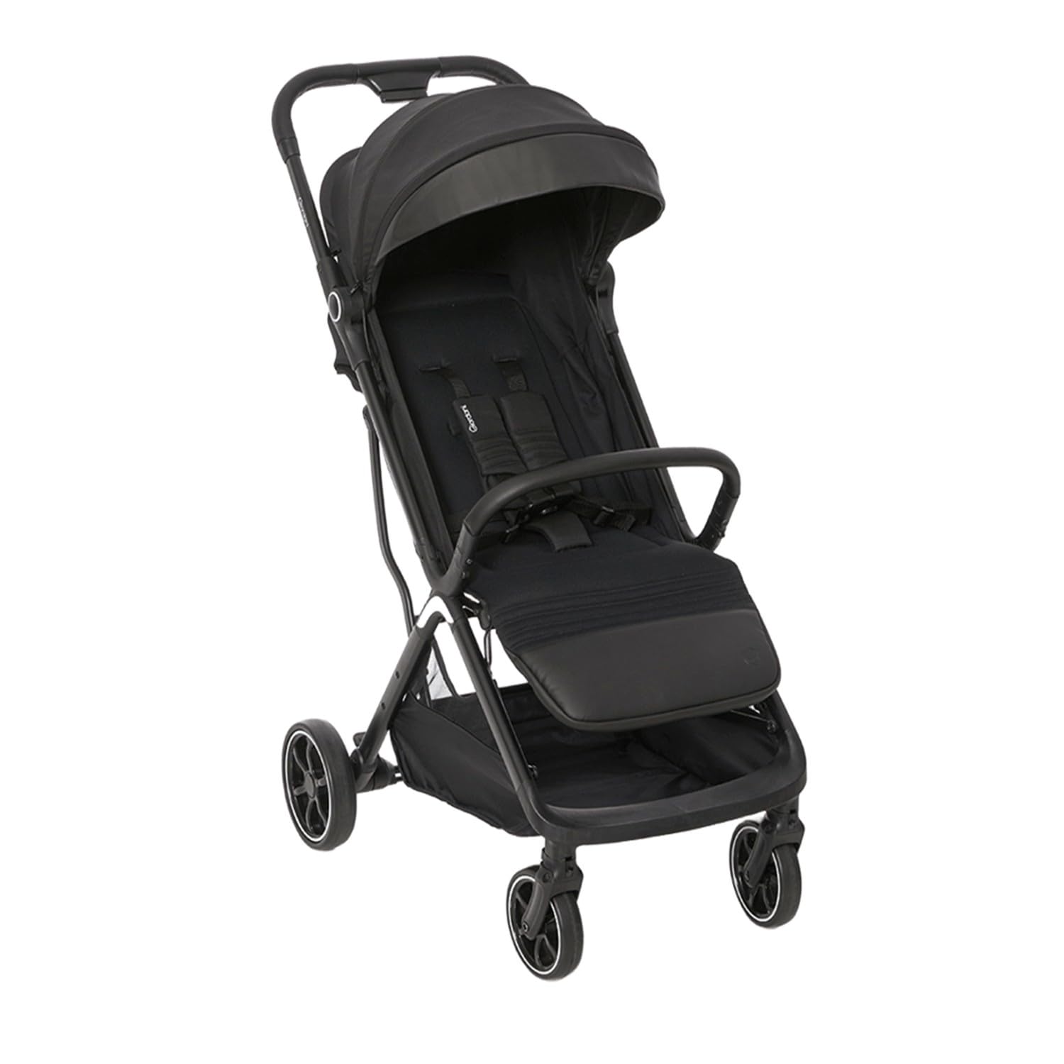Giordani G-Touch Passeggino Leggero 6.9 kg, Chiusura Automatica One-Touch, da 0 Mesi a 22 kg,Seduta Imbottita, Ruote con Sospensioni e Dettagli in Ecopelle, Compatto e Salvaspazio, Nero