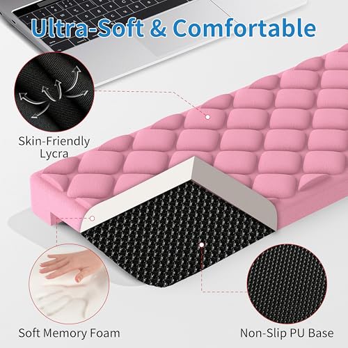 Image of MEKASS L-Shaped Desk Elbow Pad for Desk, Memory Foam Elbow Support Padding with Non-Slip, Ergonomic Desk Edge Cushion, Wrist Comfort Support for Office Home 2 Pcs (Diamond Pink)