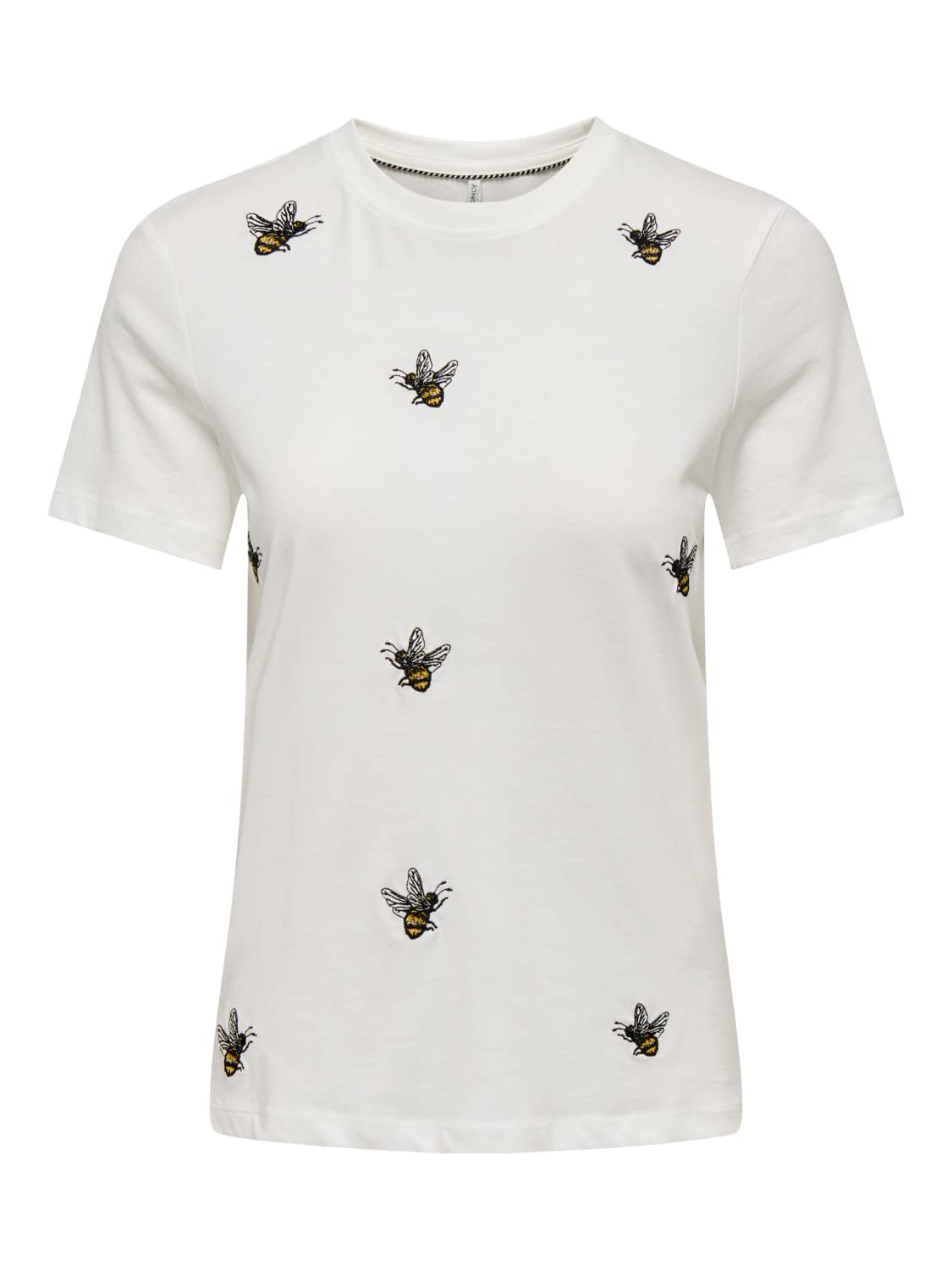 Vero Moda Women's Onlkita Reg S/S Top Box Cs JRS, Cloud Dancer/Print:Bees, XS