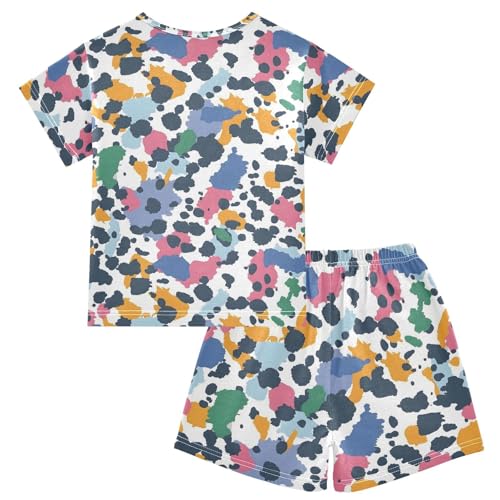 ALAZA Colorful Spots Abstract Pajamas Short Sleeve 2 Piece Sleepwear Top and Bottom Pajama Set Unisex2