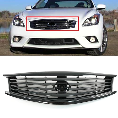 SKYYO Front Bumper Grill Grille For Compatible with Infiniti G25 2011 2012 G37 2010-2013 4 Door Sedan (Glossy Black, For Infiniti G37/G25 4 Door Sedan)