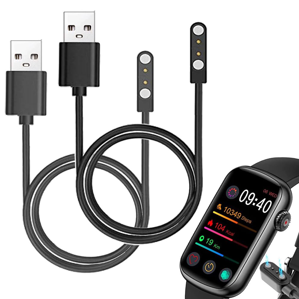 smaate smart watch Cables Compatible with FITVII and MorePro HM08 1.47” smart watch, 2-Pack