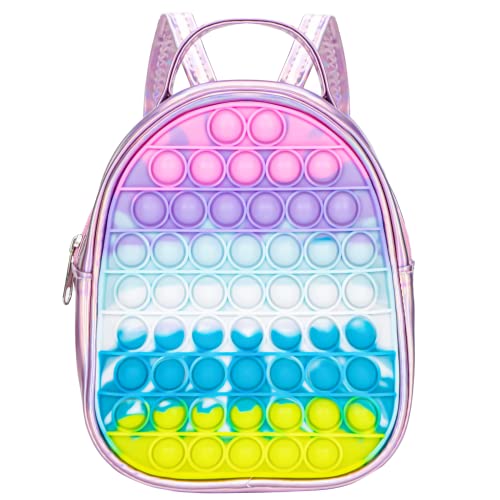 FOUOEIW Pop Backpack Purse for Girls Pop Shoulder Bag Rainbow Mini Backpack Purse for Girls School Push Pop Fidget Bags Anxiety Stress Relief Pop Backpack Bubble Sensory Toy for Girls Boys Kids Gifts