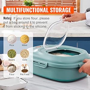 VEVOR Collapsible Dog Food Storage Container, Dispenser Bin with Attachable Casters, Airtight Lid Kitchen Rice Cereal Flour Bin, Pet food Containers For Cat, Bird, Other Pet Food, 28~50 lbs Capacity