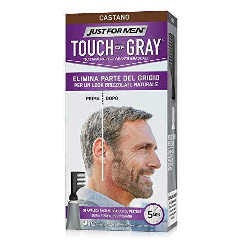 Just For Men Touch of Gray, Mens Hair Color Kit with Comb Applicator for Easy Application, Great for a Salt and Pepper Look - Dark Brown, T-45, Pack of 1