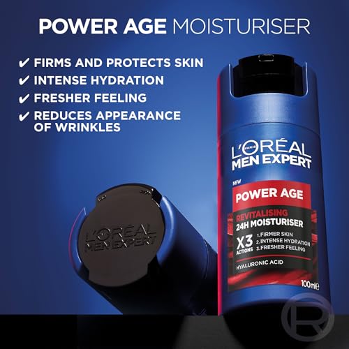 L'Oreal Men Expert Power Age Moisturiser, Hydrating & Revitalising Hyaluronic Acid Moisturiser for Men, designed for Ageing, Dry & Dull Skin 100ml, 1 - Image 2