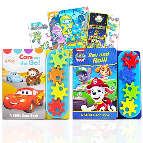 Disney Cars And Paw Patrol Stem Books Set For Toddlers - Bundle With 2 Stem Gear Books With Sounds, Tattoos And Door Hanger (Interactive Books For Toddlers) #TOP23