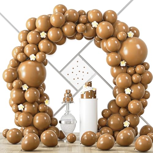Image of Voircoloria 90pack Brown Balloons Different Size 18 /12 /10 /5 Inch Brown Balloon Garland Arch Kit for Graduation, Wedding, Birthday, Princess Theme Party, Valentine's Day Party Decorations