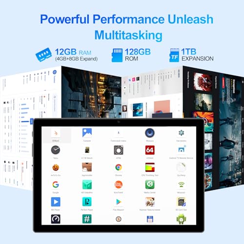 Image of Tablet, 10 inch Android 14 Tablet, Octa-Core Processor, 12GB RAM + 128GB ROM, 1280x800 HD IPS Touchscreen, 6000mAh Battery, 2.4G /5G WiFi 6, BT 5.4, Dual Camera, Metal Body, Sliver