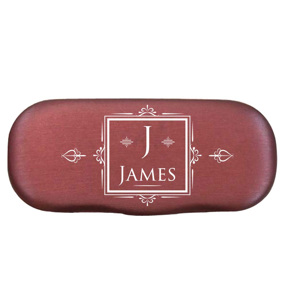 ErkicPersonalised Eyeglass Case Engraved Spectacle Holder for Glasses Protection Portable/Hard Shell/Slim Travel Light/Foldable/Men/Women/Red Black Blue Purple/Modern Initials/15.5 x 7 x 3 Centimetre