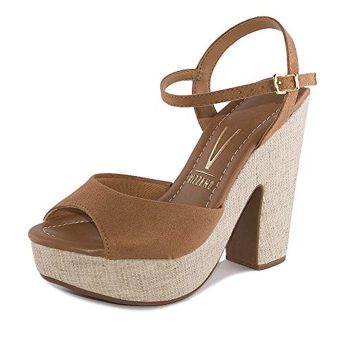 Sandália Feminina Vizzano Salto Alto 6281547 Camurça Linho
