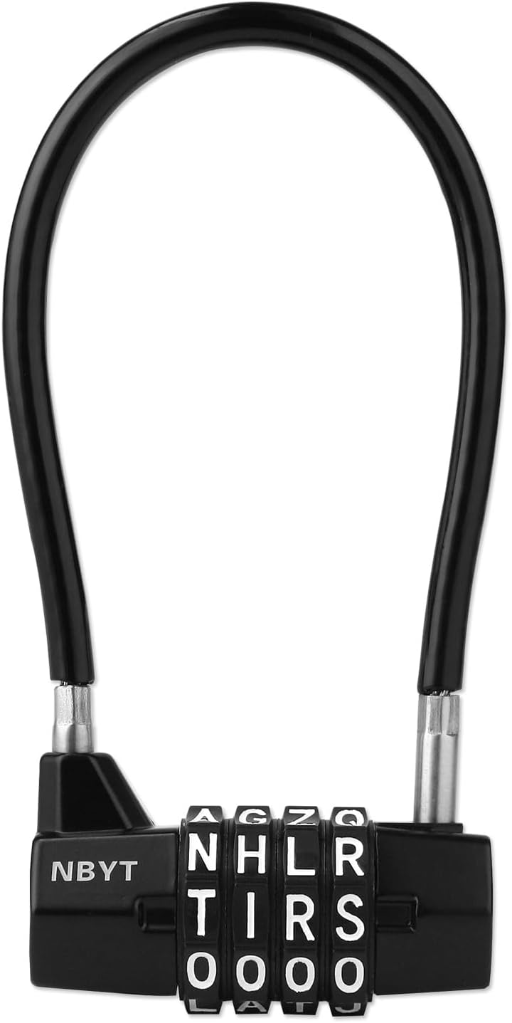 Cable Locks with Word Combination Gate Locks for Metal Fence for Shed Locks for Gates Outdoor Fence Metal Gate Lock Long Cabinet Lock Refrigerator Lock Dumpster Lock Cabinet Letter Padlock.