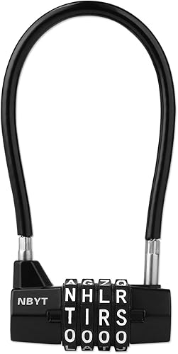 Cerradura de combinación reiniciable de 4 palabras, cerradura de letra, candado de seguridad para el hogar con cable antirrobo de 0.197 in para