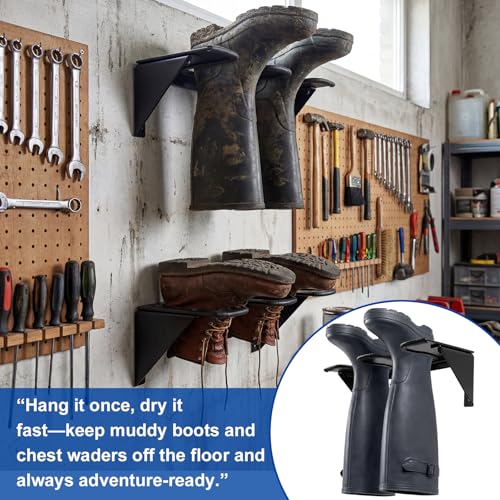 Image of Zonon Wader Hangers Durable Coated Steel Boot Rack Wall Mounted Boot Holder Organizer for Drying Storing Hunting Chest Waders Outdoor Gear Cowboy Shoes Storage Garage Entryway