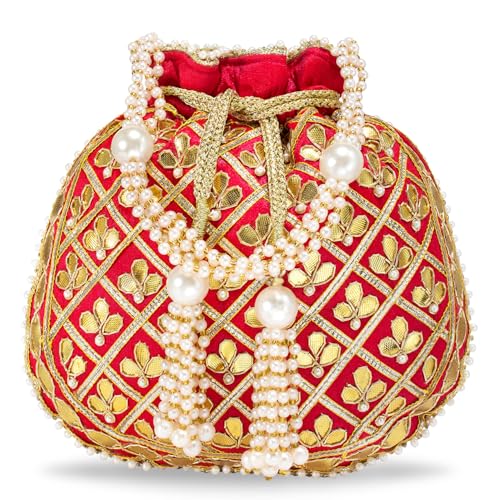 Image of Aheli Embroidered Potli Bag Gift for Women Handmade Ethnic Purse Evening Handbags Stylish Bridal Fashion Clutch Bag