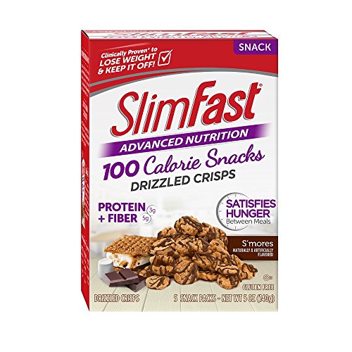 SlimFast Advanced Nutrition 100 Calorie Snacks, Drizzled Crisps, S’mores, 1 oz. Bag (Pack of 5)