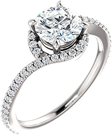 Forever One Moissanite & Diamond Engagement Ring 1.25 Carat (ctw) in 14k White or Yellow Gold (white-gold, 4)