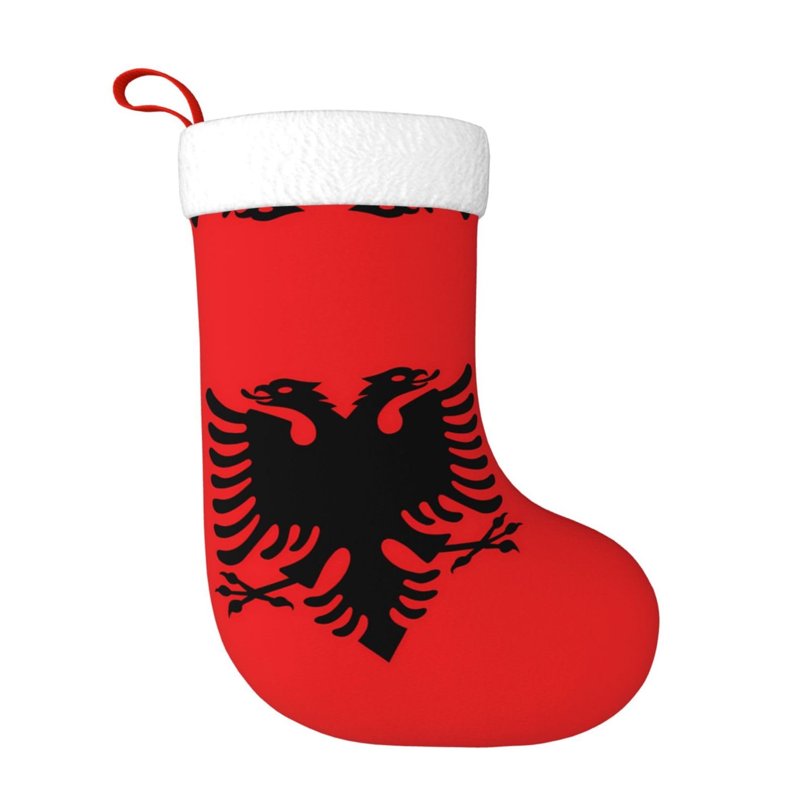 Albanian Flag Christmas Stocking Suitable for Christmas Trees and Festive Fireplace Decorations