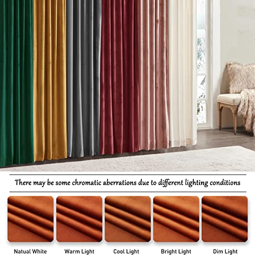 Timeper Burnt Orange Velvet Curtains 96 Inches Long - Winter Season Elegant Curtains Party Backdrop Decor, Light Blocking Thermal Insulated Drapes With Back Tab, Burnt Orange, W52 X L96 In, 2 Panels #TOP6