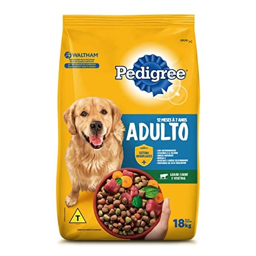 Ração Pedigree Carne e Vegetais Cães Adultos Raças Médias e Grandes 18 kg