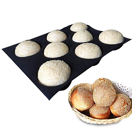 Bluedrop Silicone Bun Bread Forms Round Shape Trays Perforated Bakery Molds Fit Half Pan Size #TOP18