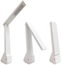 Don Feliz Portable Touch LED Table Lamp, Foldable Lamp with Built-in USB Charging Battery, 3 Light Modes, Ideal for Travel and Camping (White)