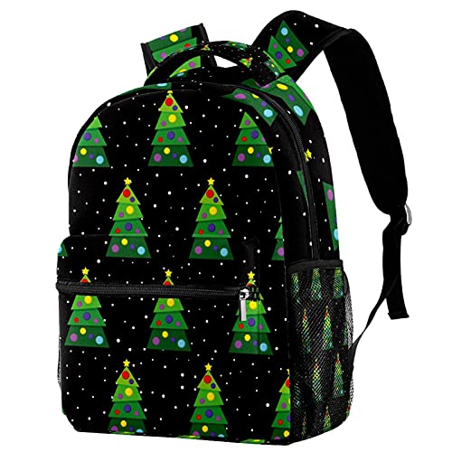 Sac à dos voyage noir enfant avec porte-bouteille anti-fuite et motif sapin de Noël