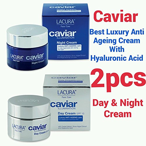 Lacura 50 ml Kaviar Verlichting Dagverzorging SPF 15 en 50 ml Kaviar Verlichting Nachtcrème