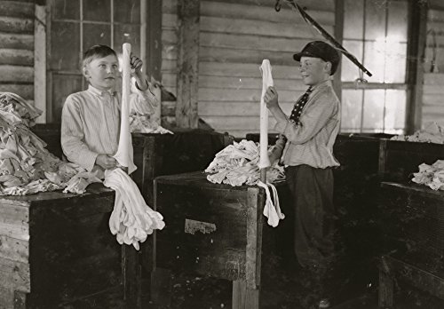 2 of the youngest turners at work The boy on the right is Joseph Allsbrook Said he was 11 years old and been working steady for 3 months Crescent Hosiery Mill Poster Print (18 x 24)
