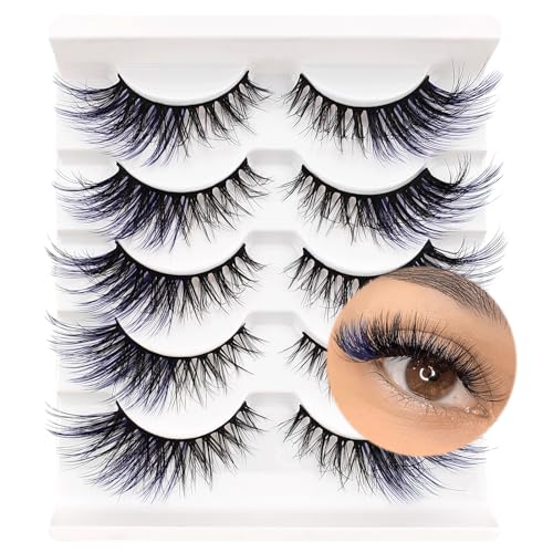 3D - Faux cils artificiels œil de chat avec couleur - Faux cils colorés moelleux - Pour Noël, cosplay, costumes, jours festifs (5P)