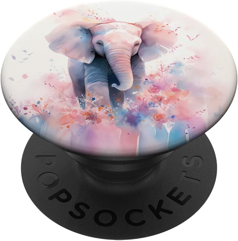 Watercolor Cute Elephant PopSockets Adhesive PopGrip