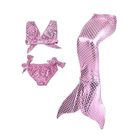 Lito Angels Sjöjungfru svans simbar baddräkt badkläder för barn flickor, ålder 2-10 år, blå/grön/rosa/het rosa, Stil en lila rosa, 4-5 År