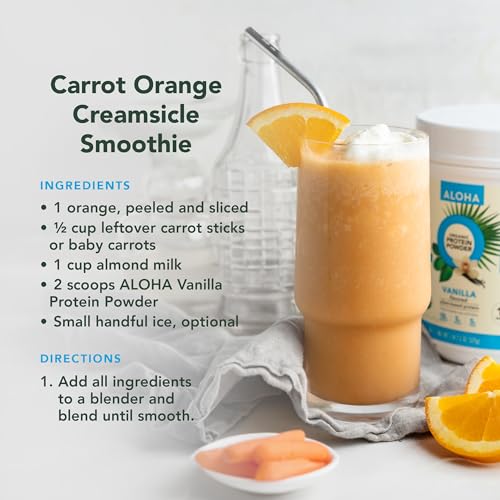 Image of ALOHA Organic Plant Based Protein Powder, Stevia Free, Vanilla, 19.6 oz, 15 Servings PACKAGING MAY VARY