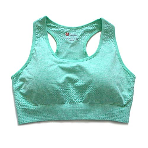 Soutien-Gorge de Sport, Soutien-Gorge de Sport Femme Soutien-Gorge de Yoga rembourré à Dos Ouvert Jogging Exercice de Remise en Forme (Green,S) Cover